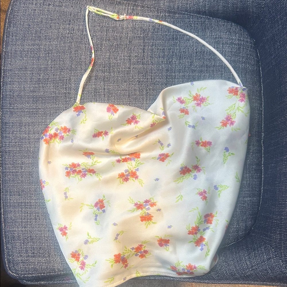 Zara Satin Effect Floral Drape Neck Halter Top (NEVER WORN)